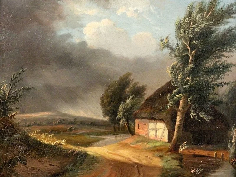 1762-Jean-Bernard Duvivier - Paesaggio temporalesco con casa colonica